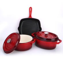 Hot sale high quality colour cast iron pots and pans set